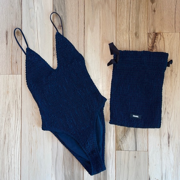 triangl swimwear Other - Triangl Navy High Leg Cheeky One Piece Swimsuit Sm